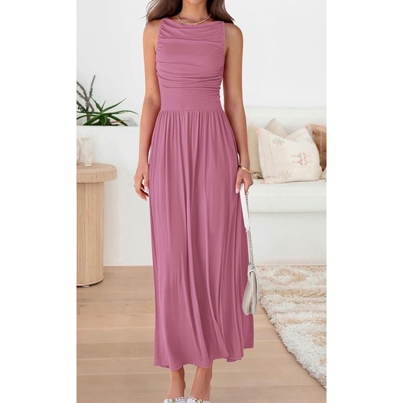 BTFBM Dresses & Skirts - BTFBM‎ Womens Ruched Sleeveless Maxi Dress Mauve Asymmetrical Waist XL NEW